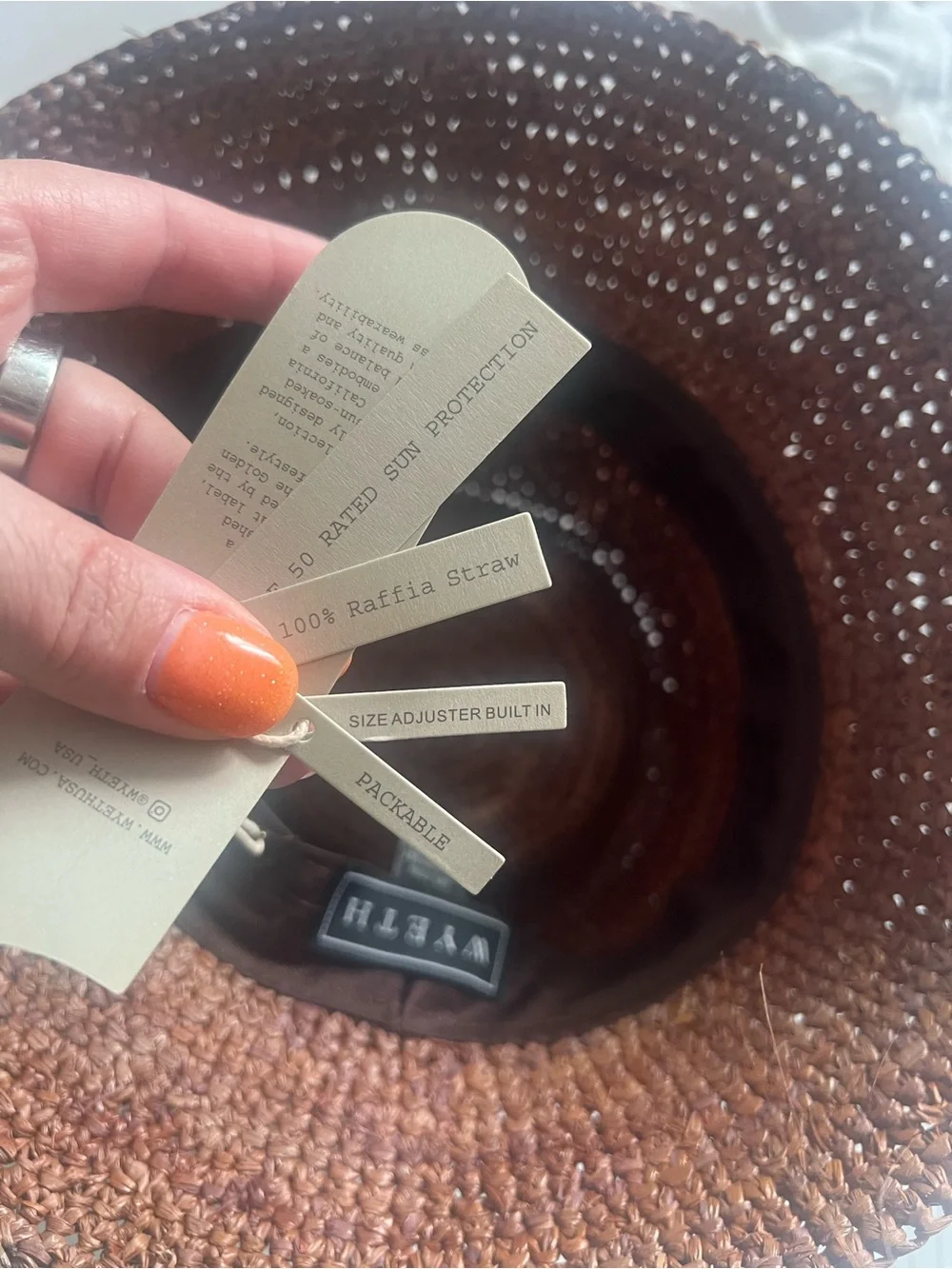{Wyeth} Brand New Brown Raffia Straw Bucket Hat